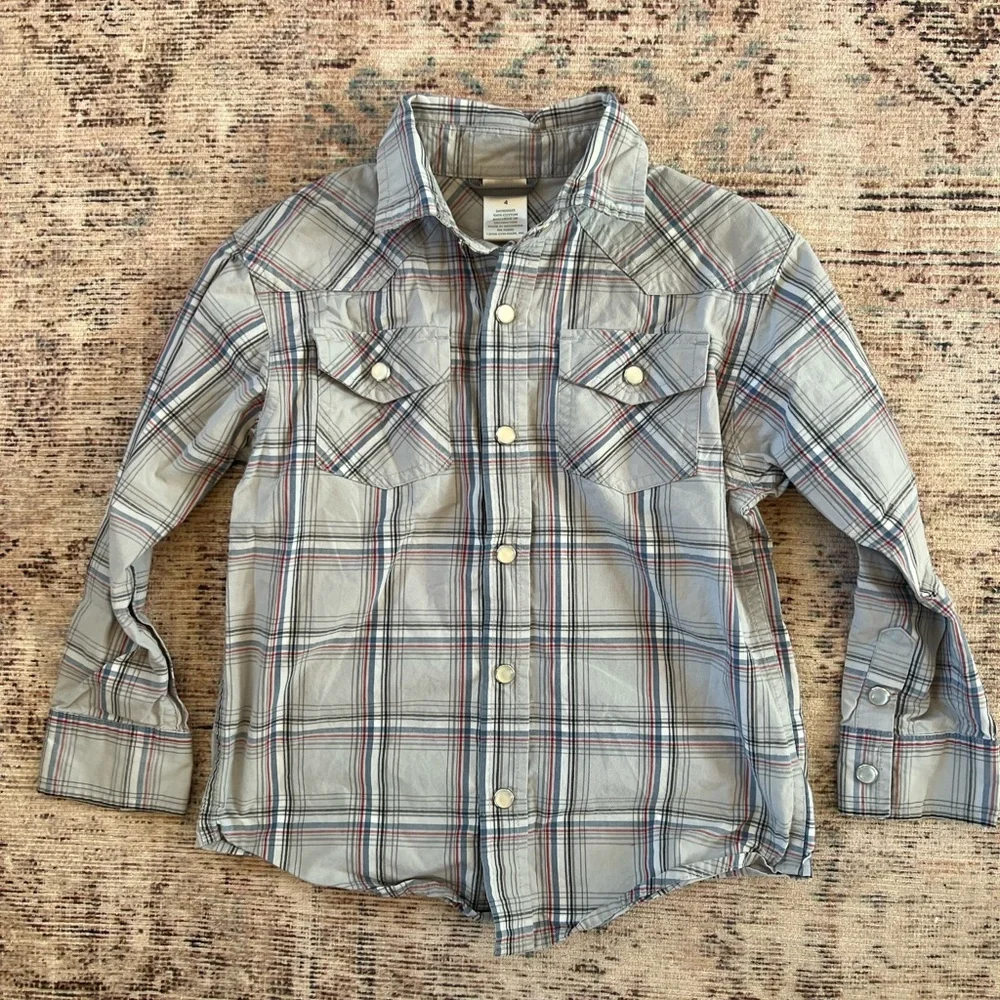 Gymboree Gray Plaid Button Down Shirt